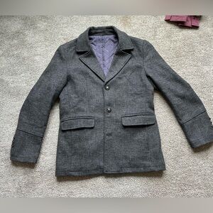 Jingpin Fushi Men’s Wool Blend Jacket Pea Coat Overcoat Gray Small